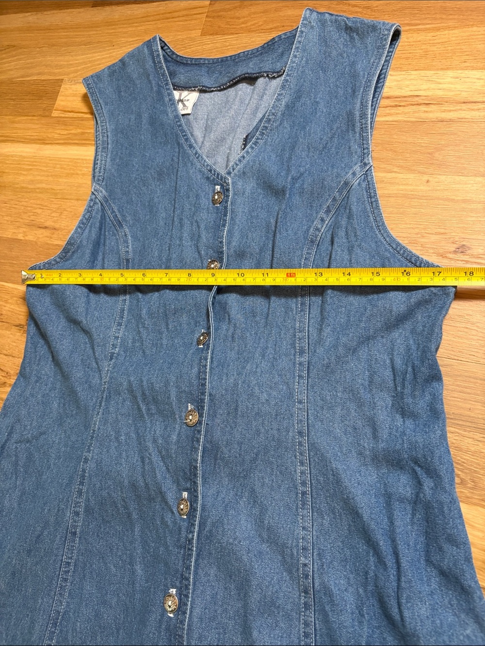 Y2K Stephanie K by Koret Dark Blue Denim Button-Front Midi Dress - Picture 7 of 15